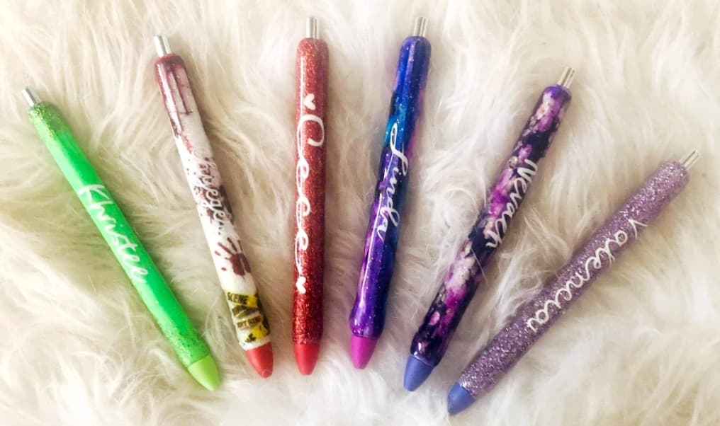 Custom Glittered Pens Days of the Week/rainbow/refilable Ink